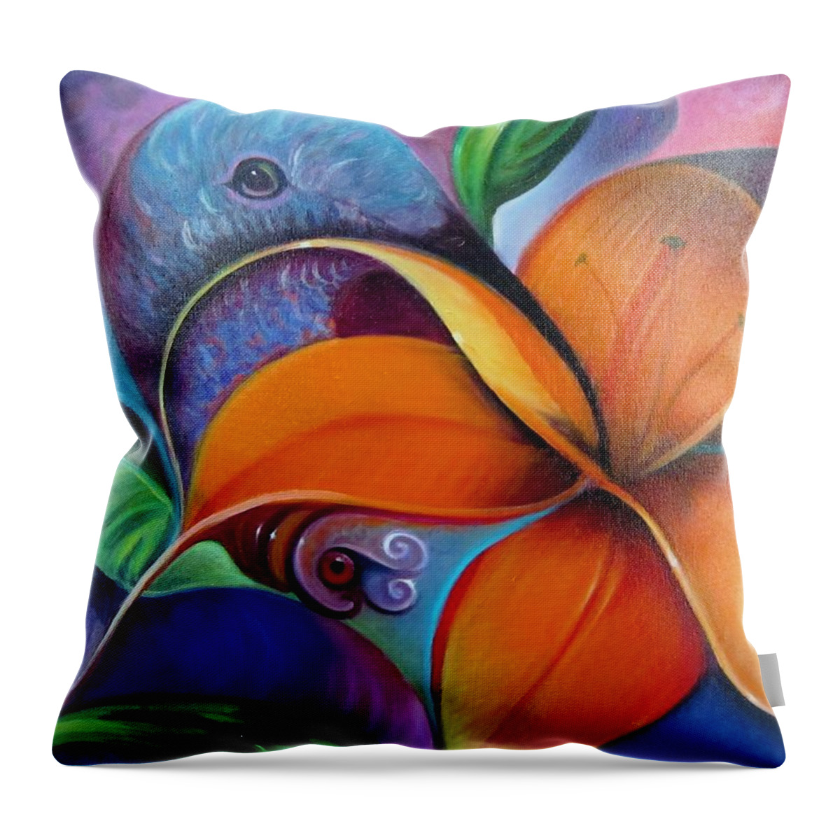 Curvismo Throw Pillow featuring the painting Sweet Nectar by Sherry Strong
