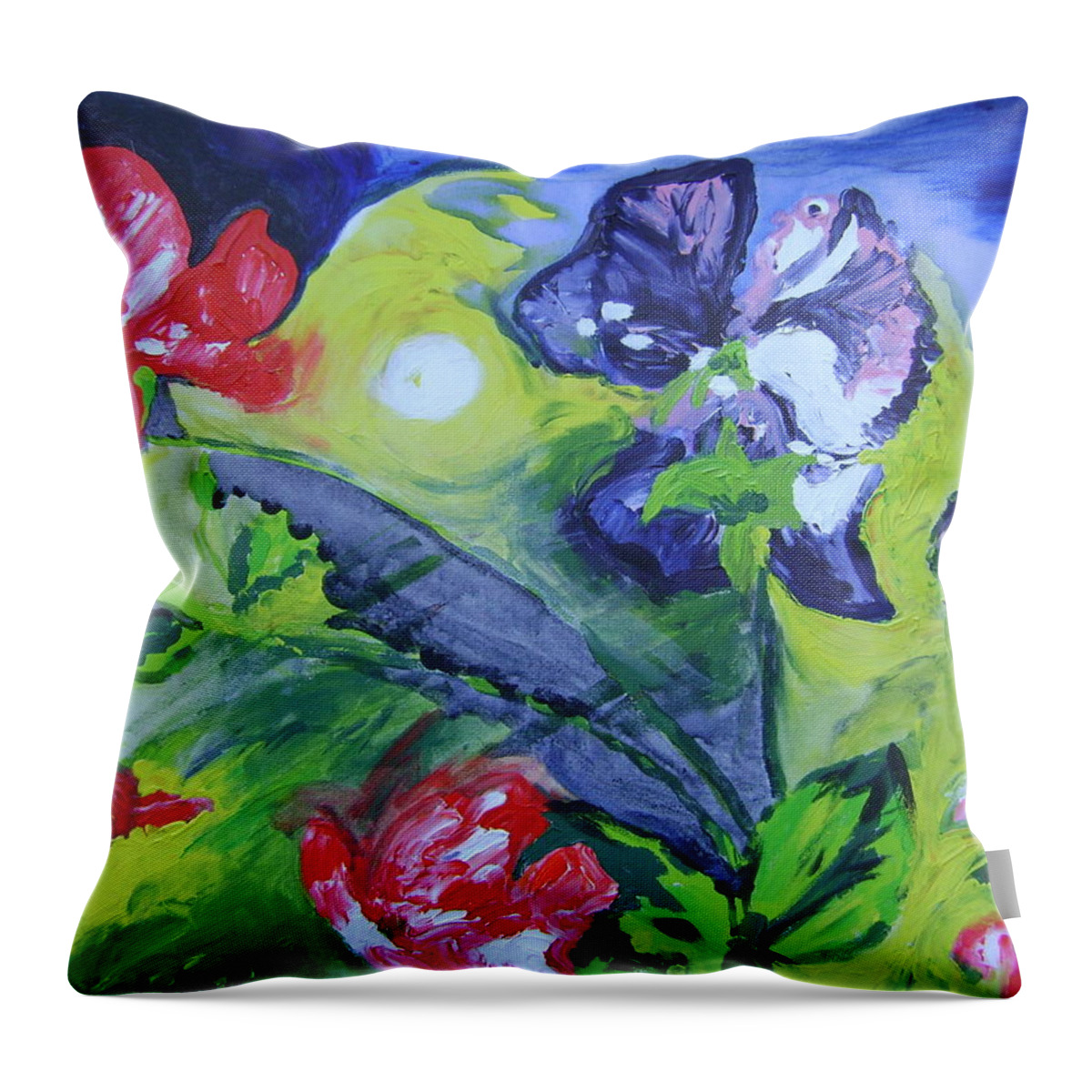 Sweet Peas Throw Pillow featuring the painting Sweet Peas by Therese Legere