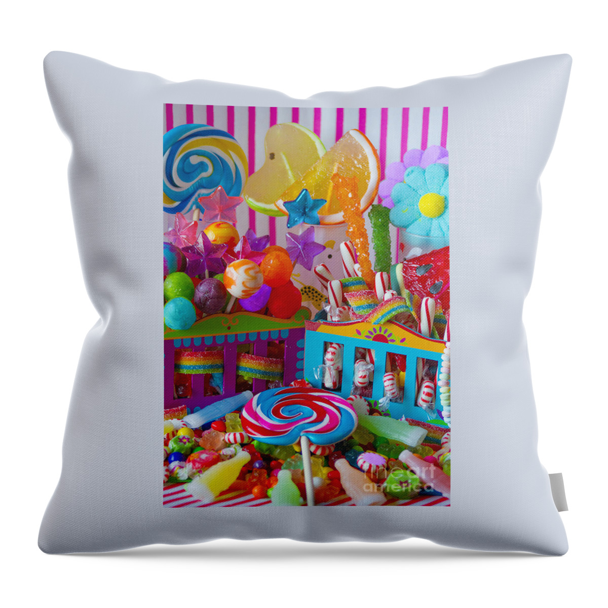 Candy Throw Pillow featuring the digital art Sweets 3 by MGL Meiklejohn Graphics Licensing