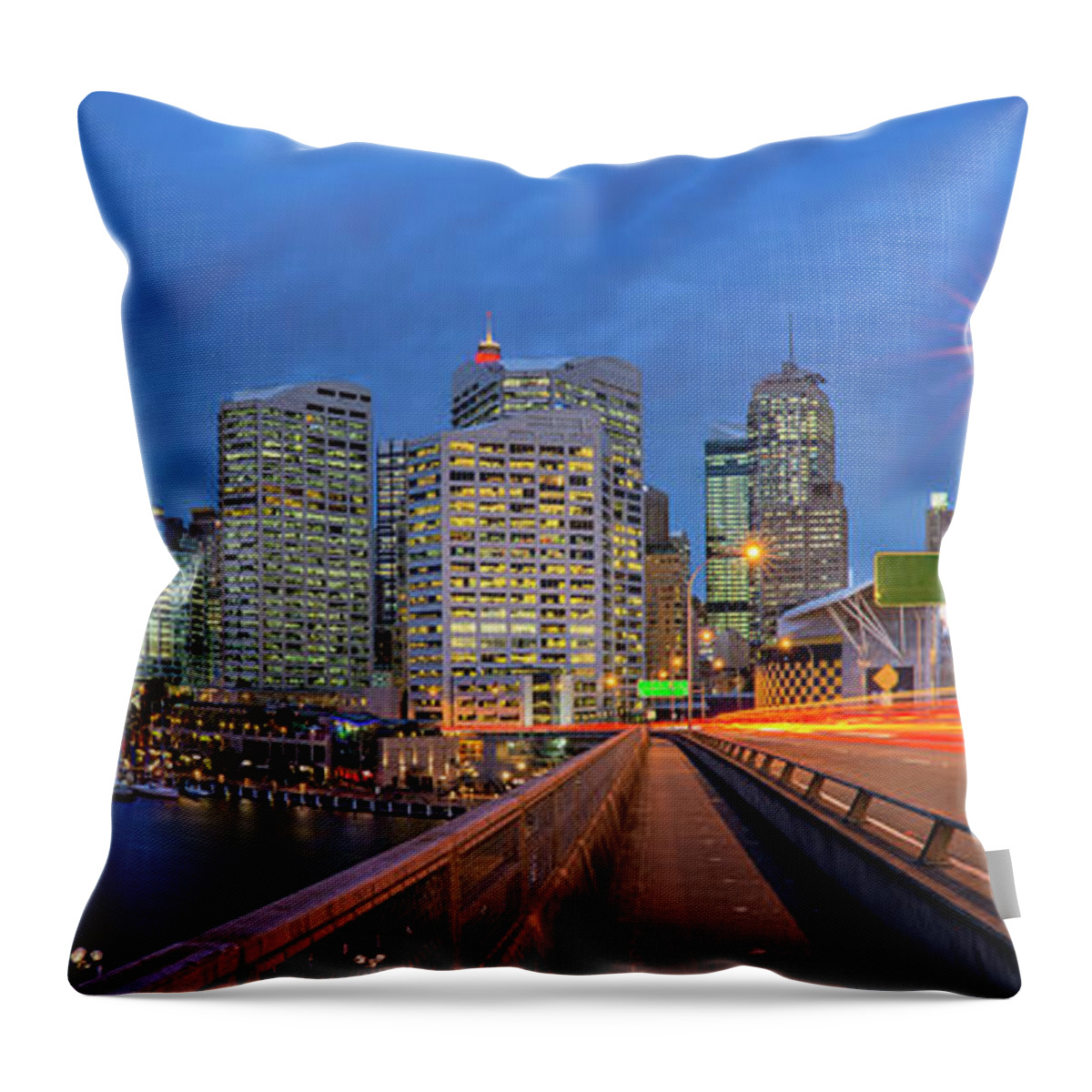 Panoramic Throw Pillow featuring the photograph Sydney City At Dusk by Atomiczen