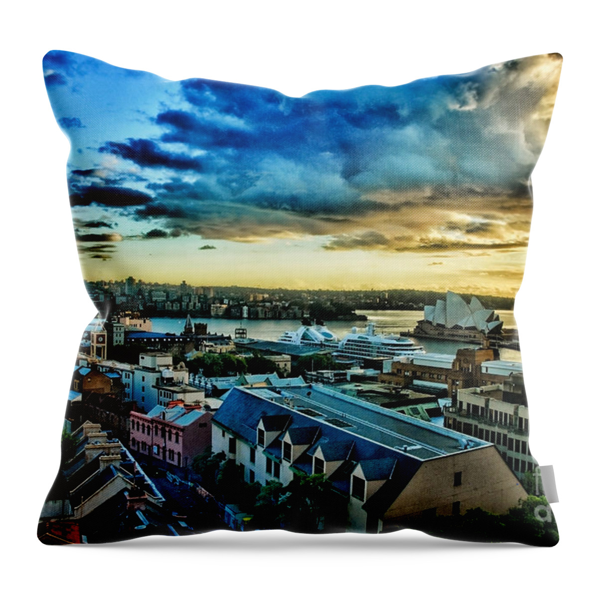 Sydney Throw Pillow featuring the photograph Sydney Harbor Sunrise by Syed Aqueel