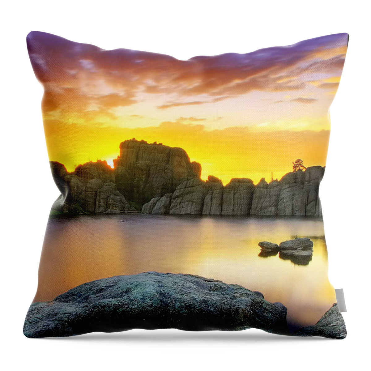 South Dakota Throw Pillow featuring the photograph Sylvan Lake Sunset by Kadek Susanto