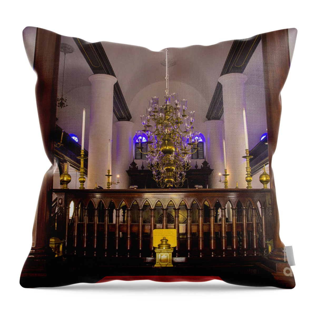 Synagogue Throw Pillow featuring the photograph Synagogue Mikve Israel-Emanuel by Louise Magno