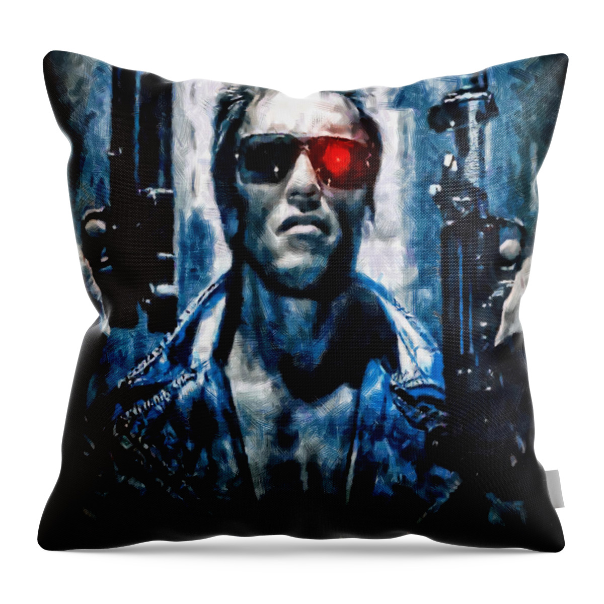 Www.themidnightstreets.net Throw Pillow featuring the painting T800 Terminator by Joe Misrasi