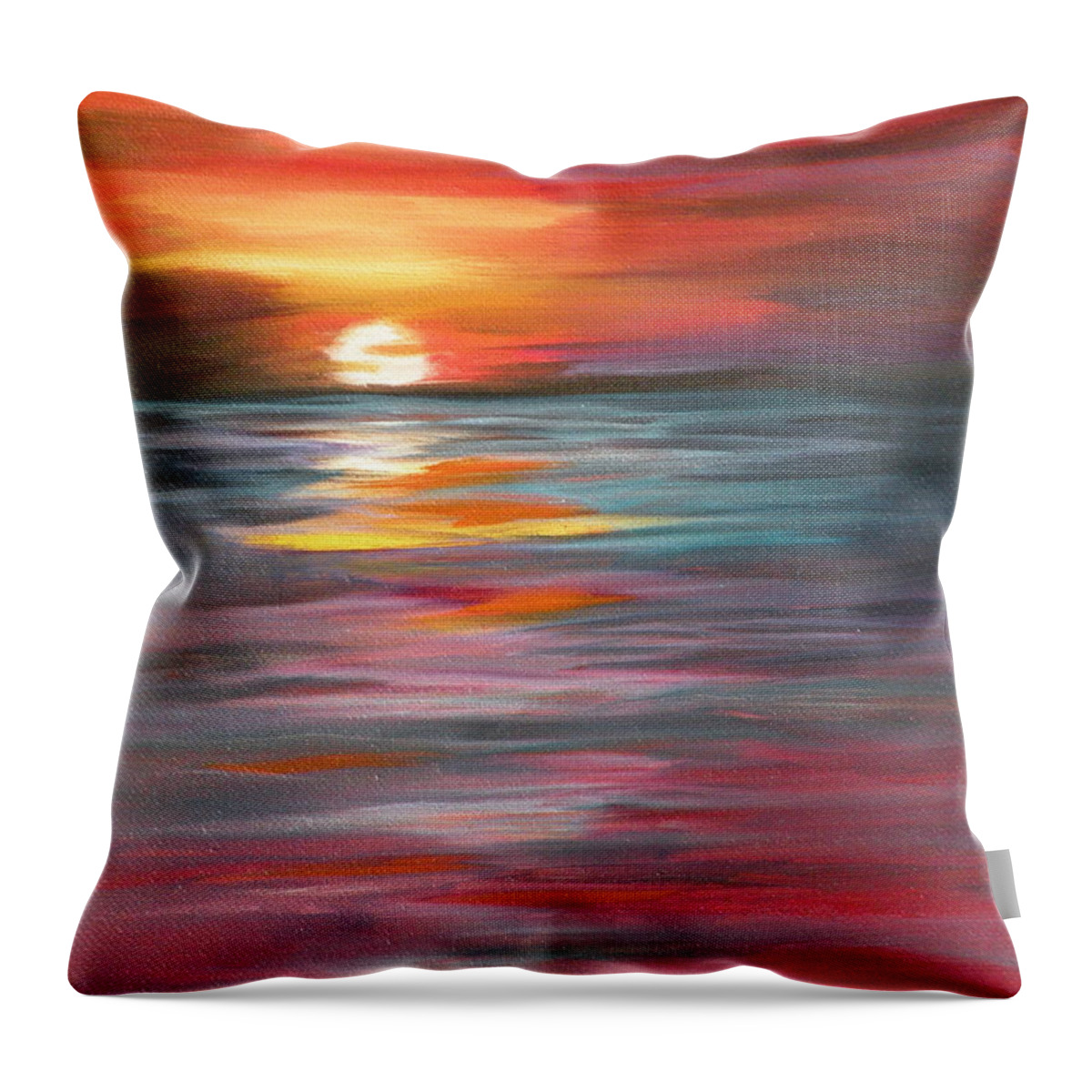 Sunset Throw Pillow featuring the painting Tahitian Sunset by Lora Duguay