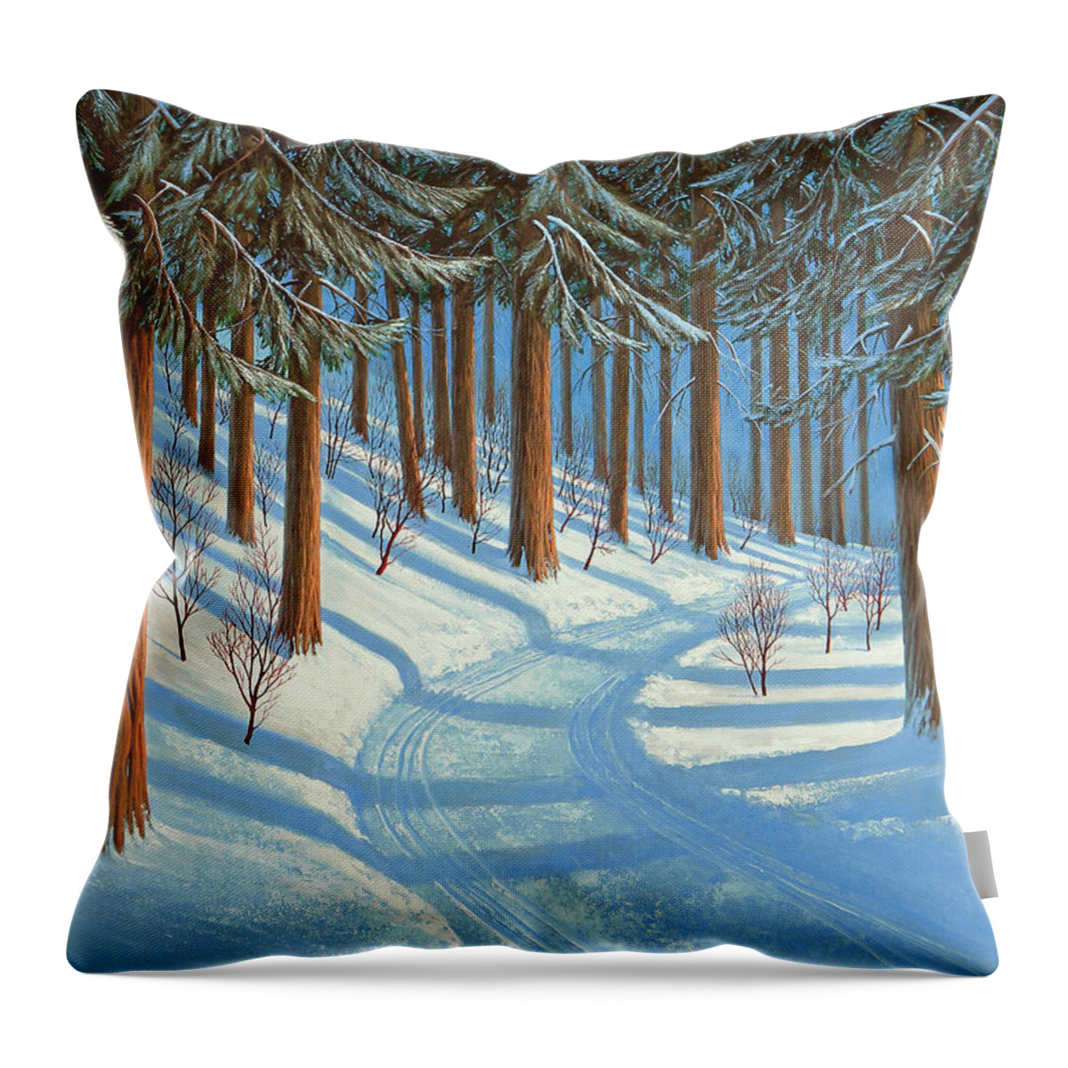 Tahoe Throw Pillow featuring the painting Tahoe Forest In Winter by Frank Wilson
