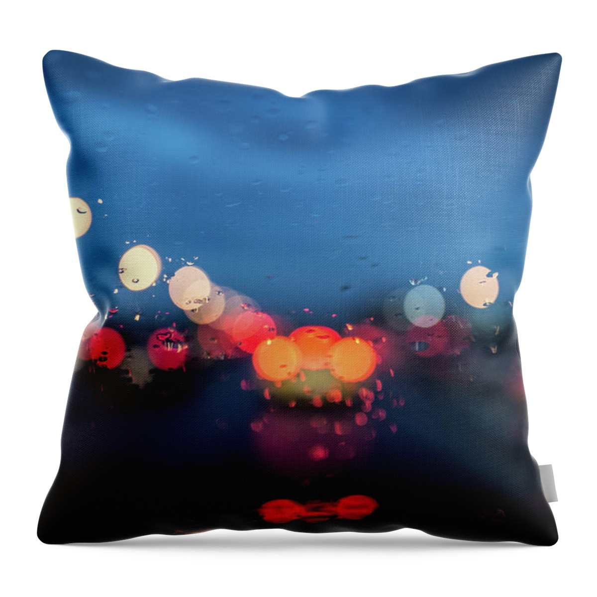 Transparent Throw Pillow featuring the photograph Taillight Bokeh by Emrold