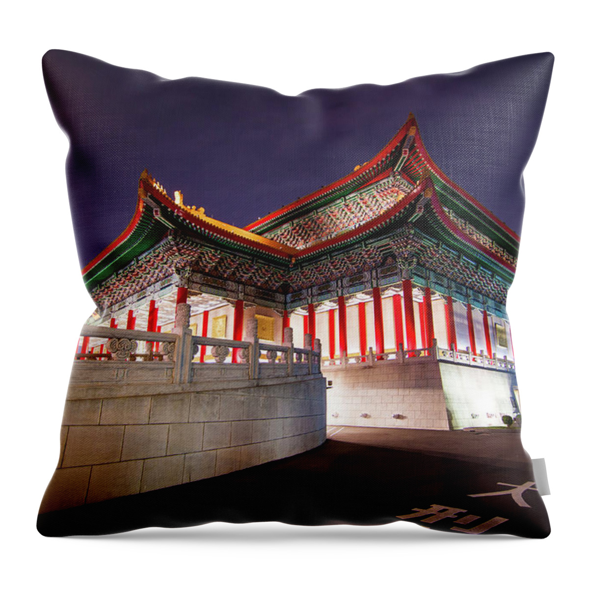 Taiwan Throw Pillow featuring the photograph Taiwan National Theater Hall by Cheng-lun Chung