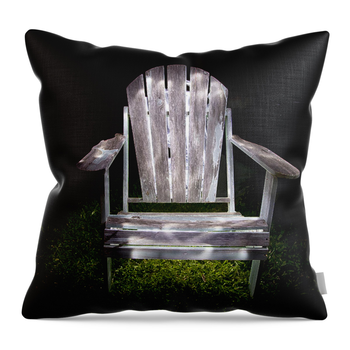 Adirondack Chair Throw Pillow featuring the photograph Adirondack Chair Painted with Light by Greg Kopriva