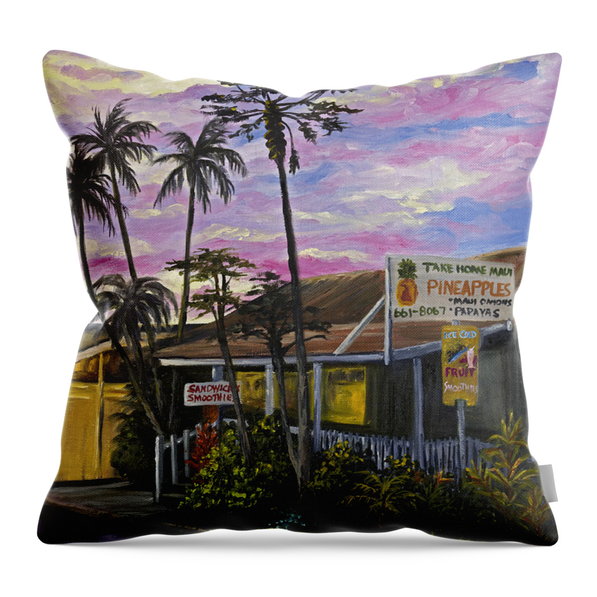 Landscape Throw Pillow featuring the painting Take Home Maui by Darice Machel McGuire