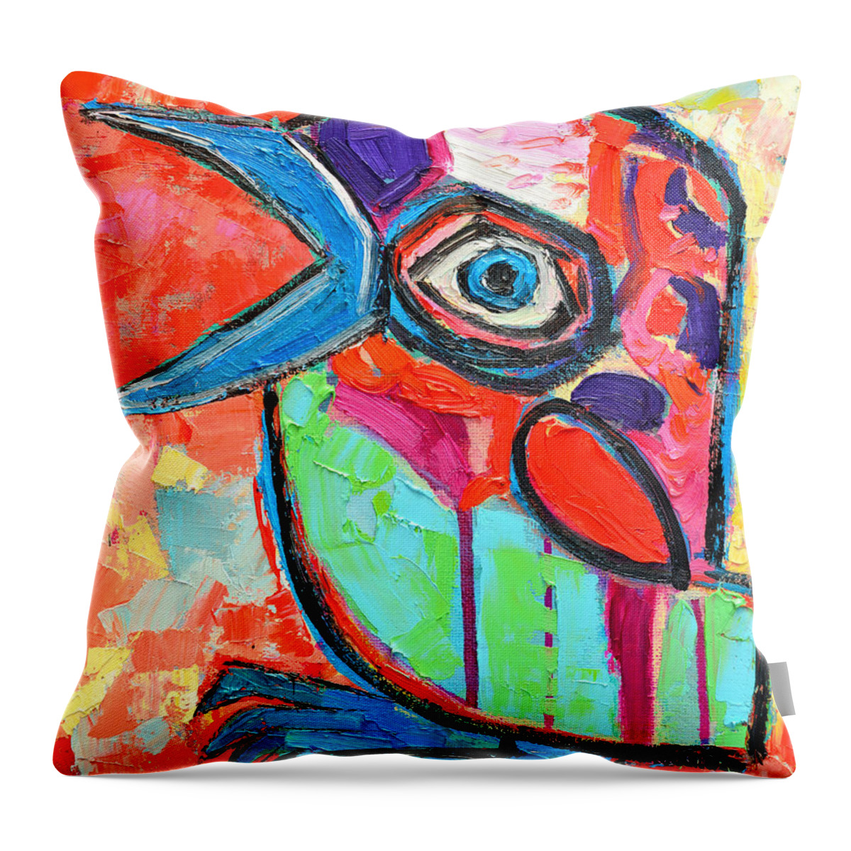 Baby Throw Pillow featuring the painting Talkative Baby Bird First This Spring by Ana Maria Edulescu