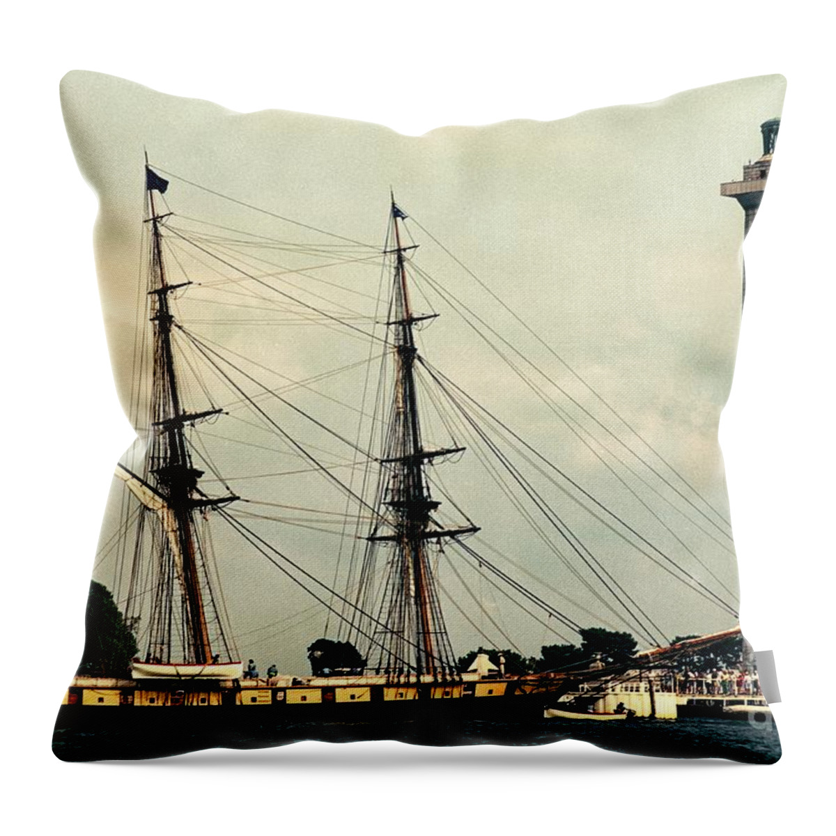 Tall Throw Pillow featuring the photograph Tall Ship Niagara docked at Put-in-Bay by John Harmon
