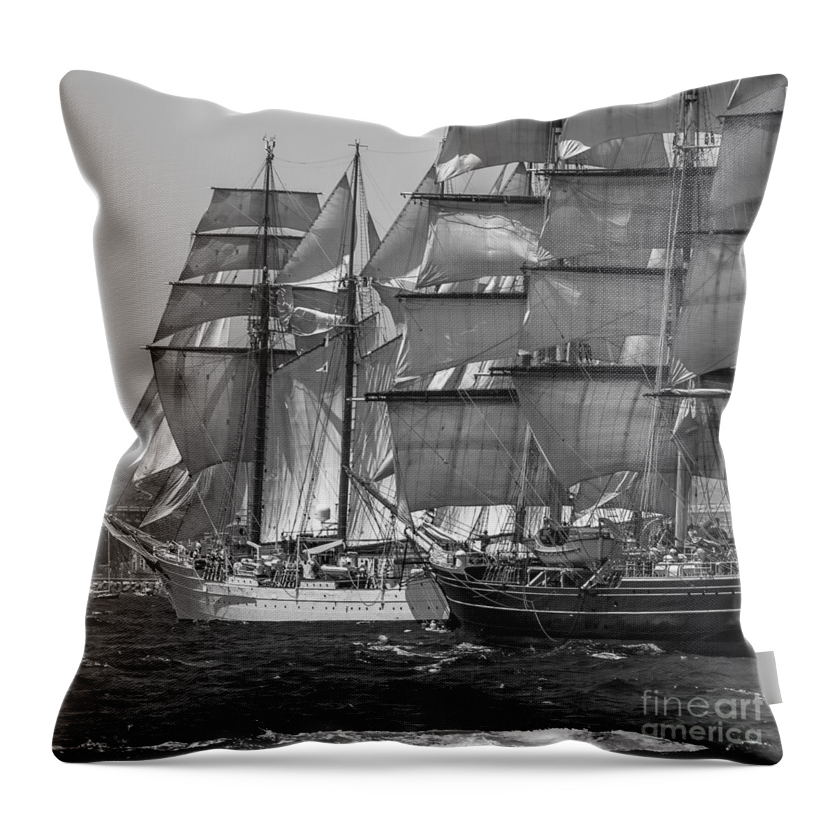 Tall Ships Throw Pillow featuring the photograph Tall Ship Stad Amsterdam and Elcano by Pablo Avanzini