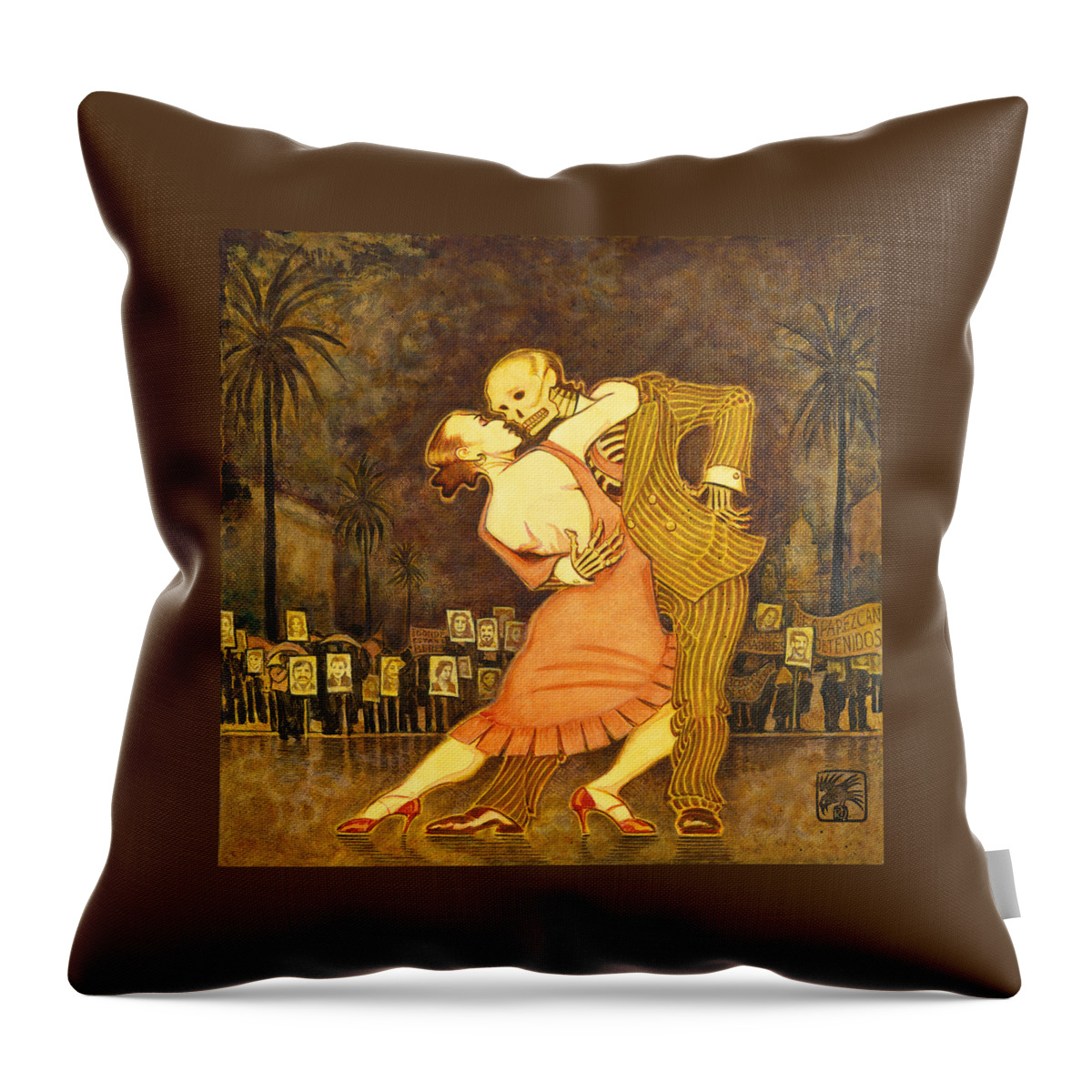 Abuelas De Plaza De Mayo Throw Pillow featuring the painting Tango en la Plaza de Mayo by Ruth Hooper