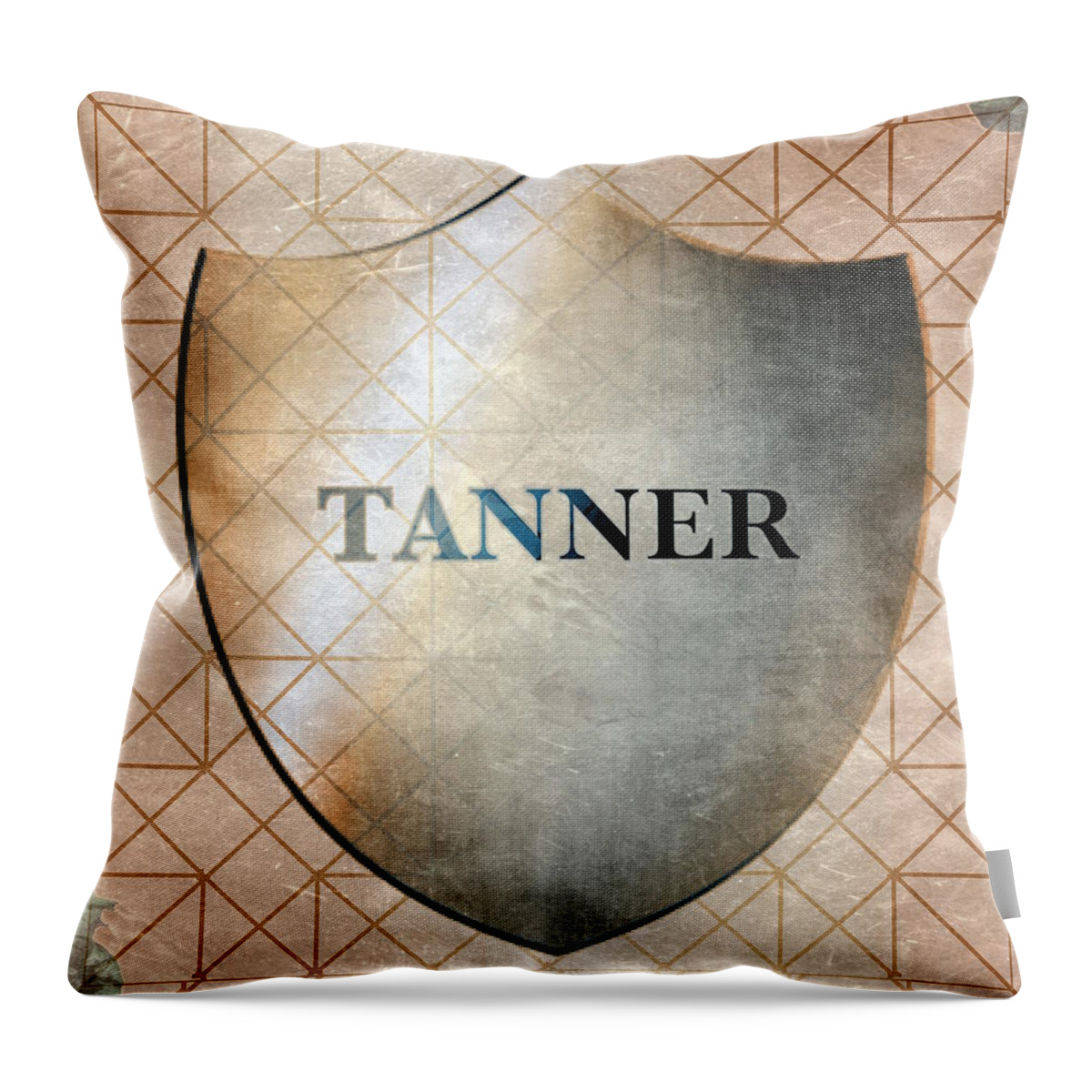 Ahonu Throw Pillow featuring the painting Tanner Family Crest by AHONU Aingeal Rose