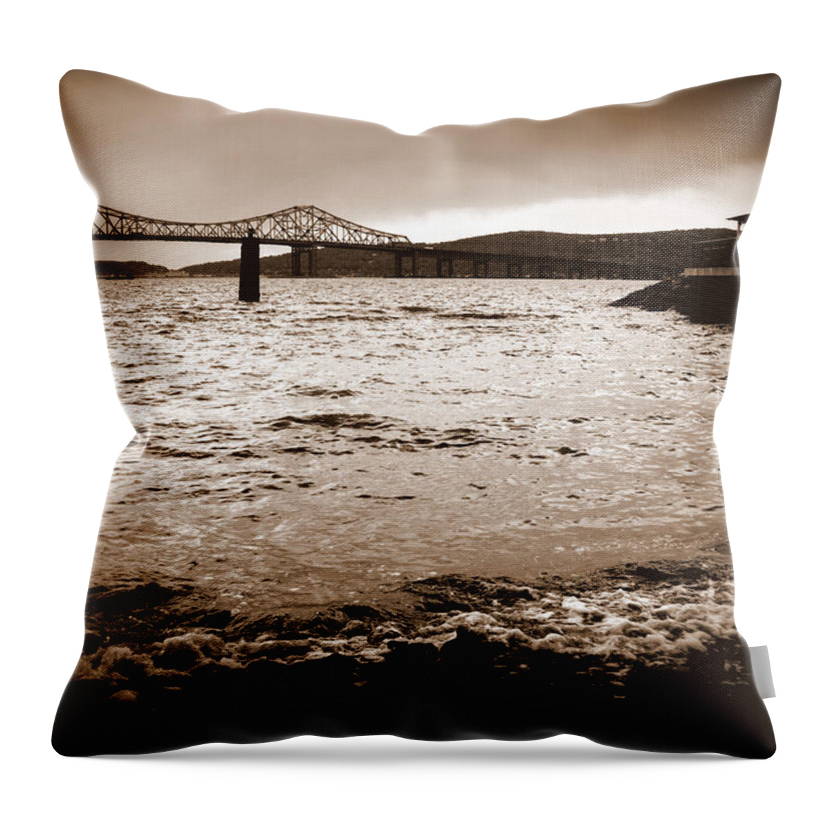 Tappan Zee Bridge Throw Pillow featuring the photograph Tappan Zee Bridge X by Aurelio Zucco