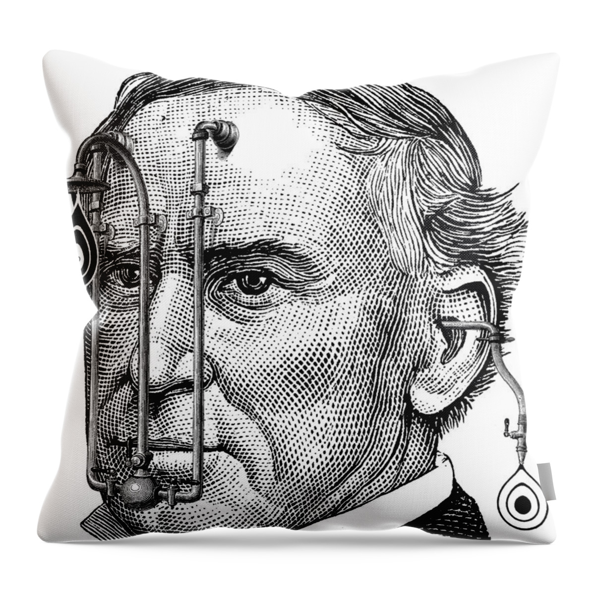 Digital Collage Throw Pillow featuring the digital art Target Tear Machine by Eric Edelman