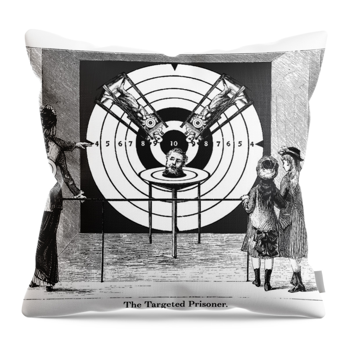 Digital Collage Throw Pillow featuring the digital art Targeted Prisoner by Eric Edelman
