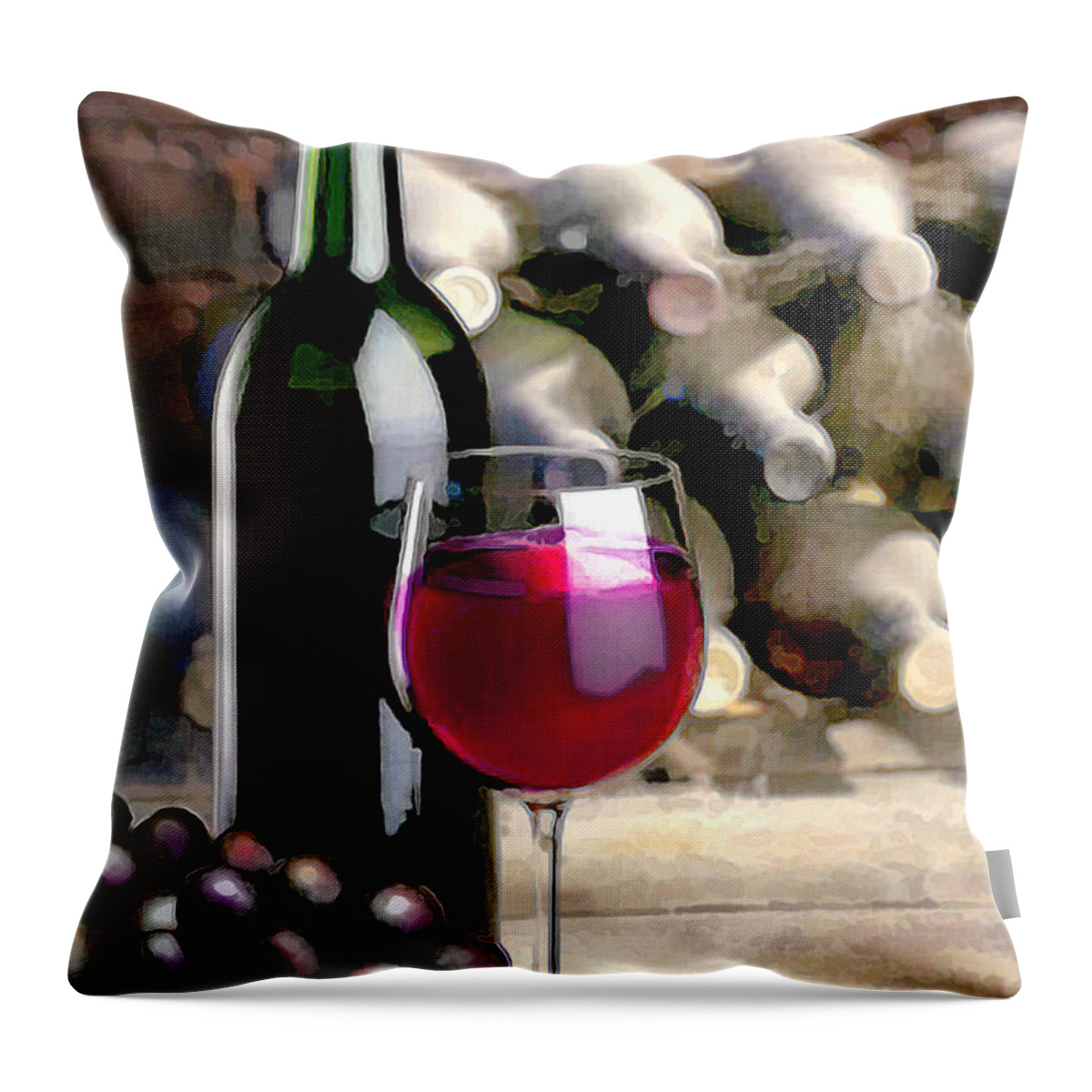 Wine Throw Pillow featuring the painting Tasting Time by Elaine Plesser