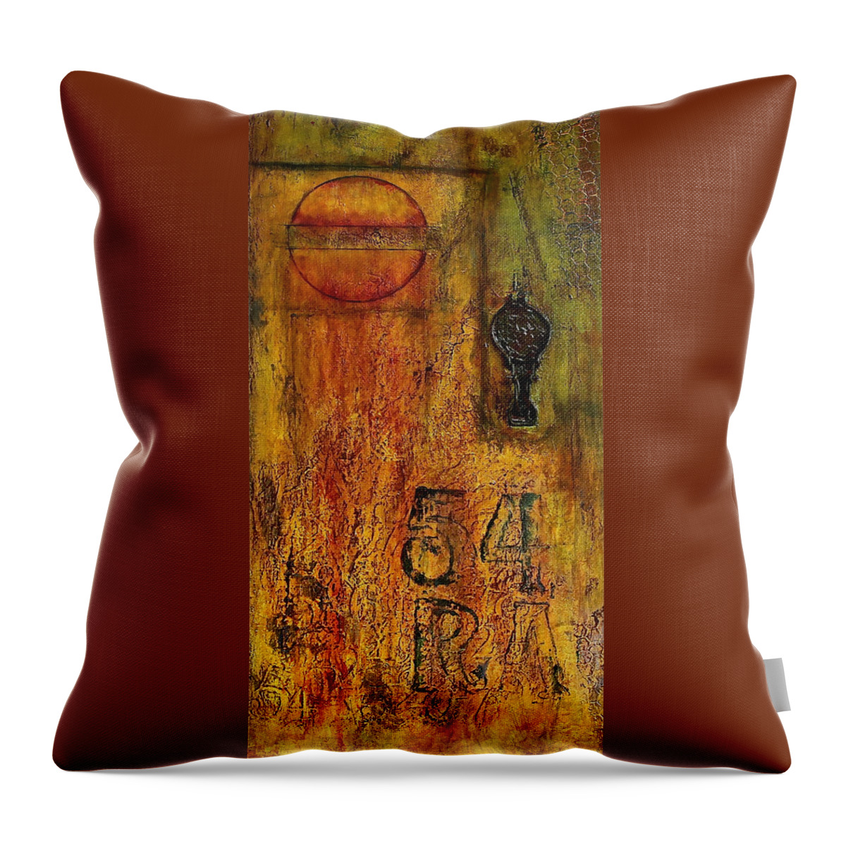 Mixed Media Throw Pillow featuring the painting Tattered Wall by Bellesouth Studio