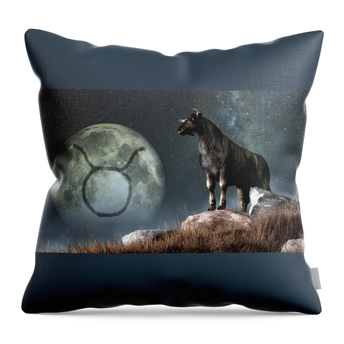 Taurus Throw Pillow featuring the digital art Taurus Zodiac Symbol by Daniel Eskridge
