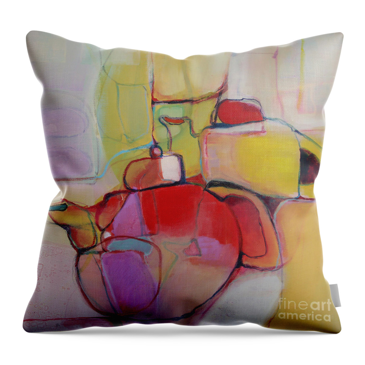 Watercolor Throw Pillow featuring the painting Tea for Two by Michelle Abrams