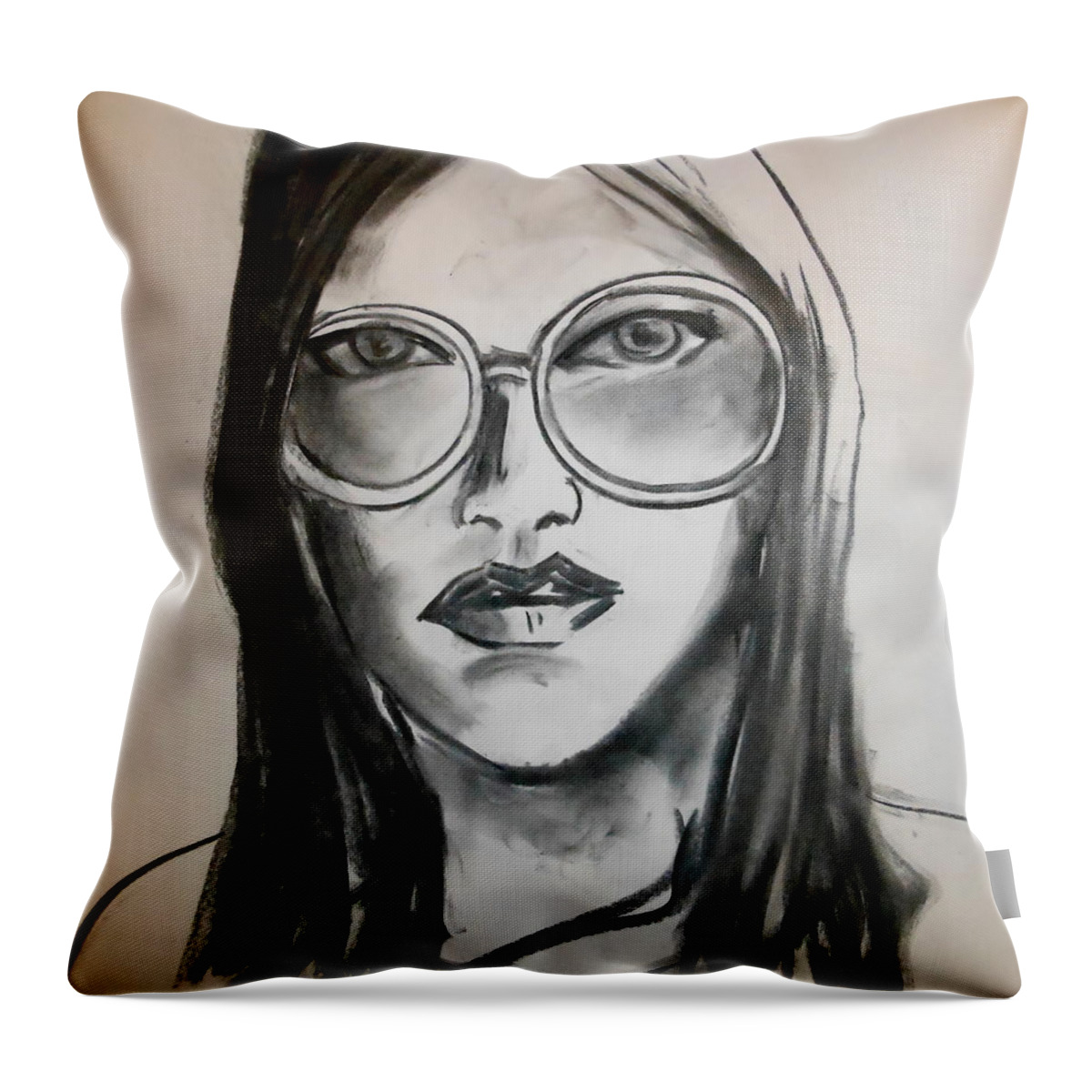 Charcoal Throw Pillow featuring the drawing Teacher's Aide by Jason Reinhardt