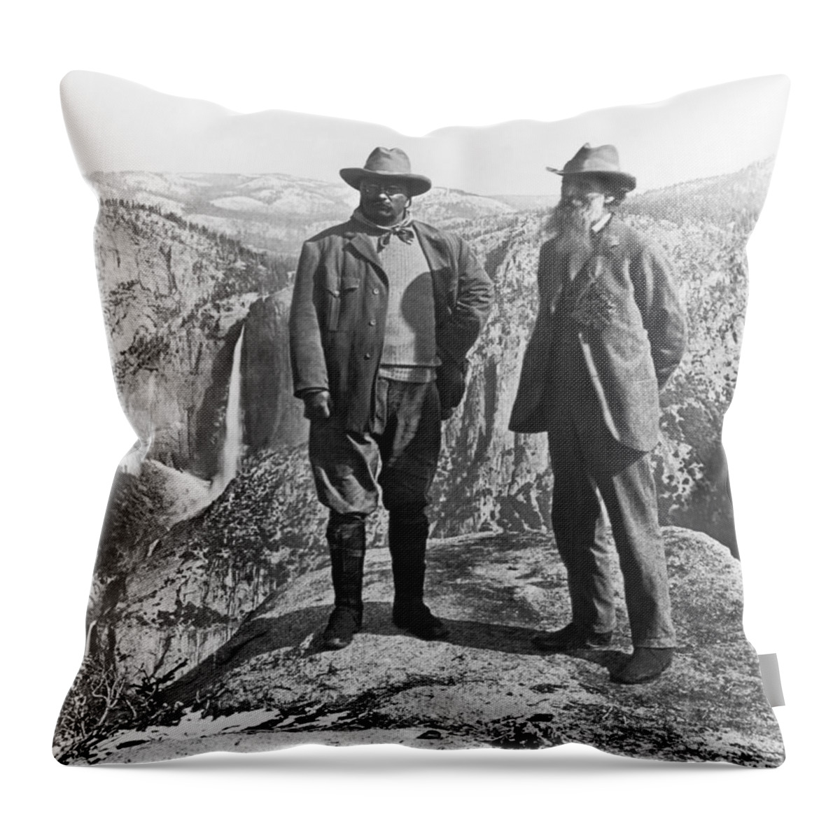 1903 Throw Pillow featuring the photograph Teddy Roosevelt and John Muir by Underwood Archives