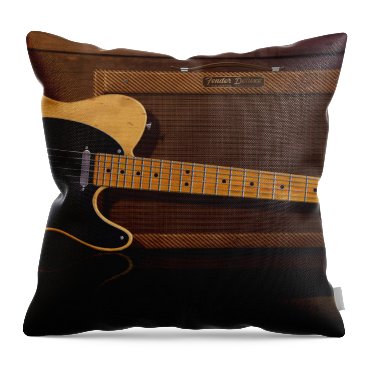 Telecaster Throw Pillow featuring the digital art Tele Deluxe by WB Johnston