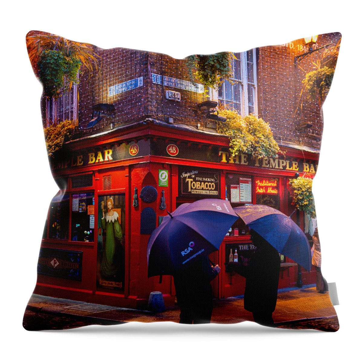 Dublin Throw Pillow featuring the photograph Temple Bar by Inge Johnsson