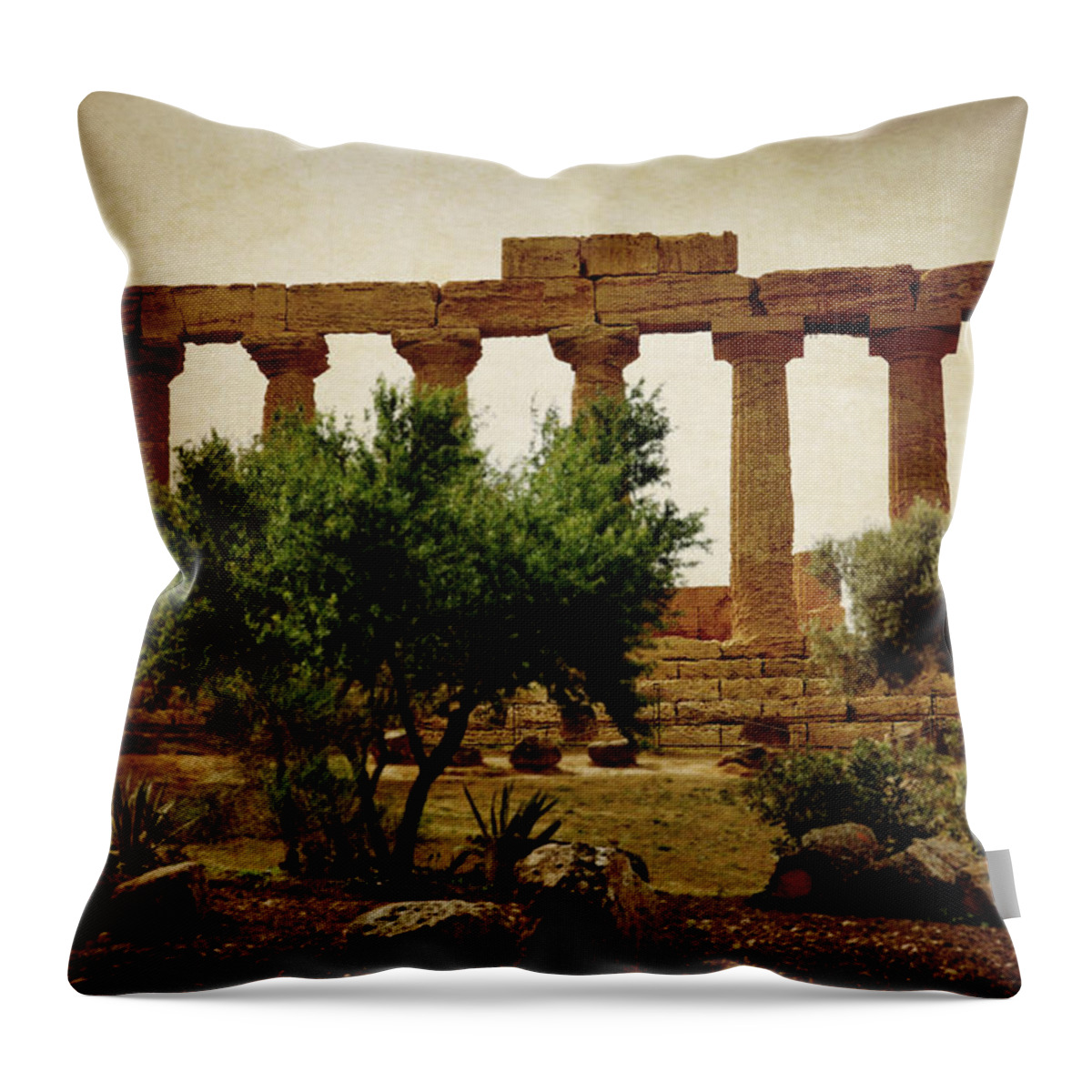 Hermanos Throw Pillow featuring the photograph Temple of Juno Lacinia in Agrigento by RicardMN Photography