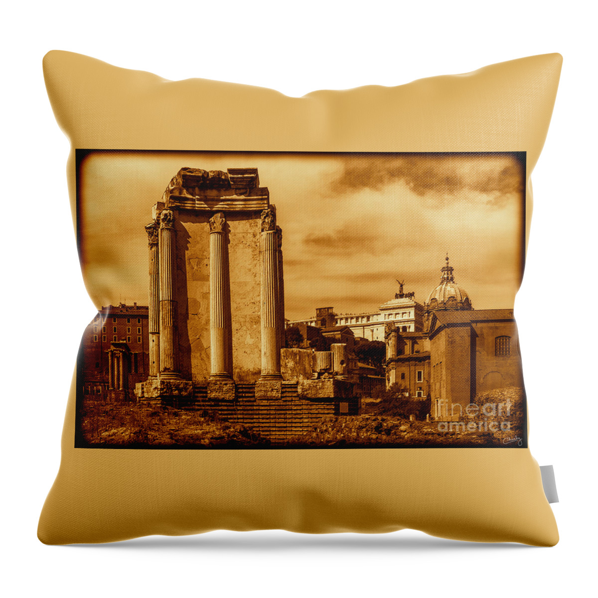 Italy Throw Pillow featuring the photograph Temple of Vesta by Prints of Italy
