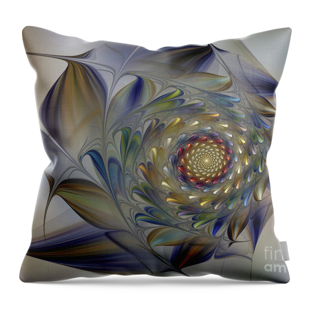 Fractal Throw Pillow featuring the digital art Tender Flowers Dream-Fractal Art by Karin Kuhlmann