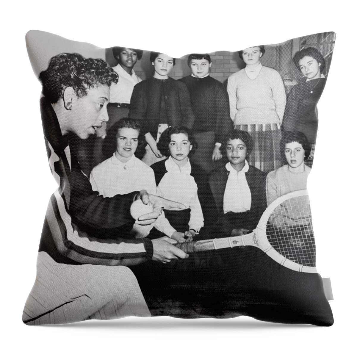 1950s Throw Pillow featuring the photograph Tennis Star Althea Gibson by Ed Ford