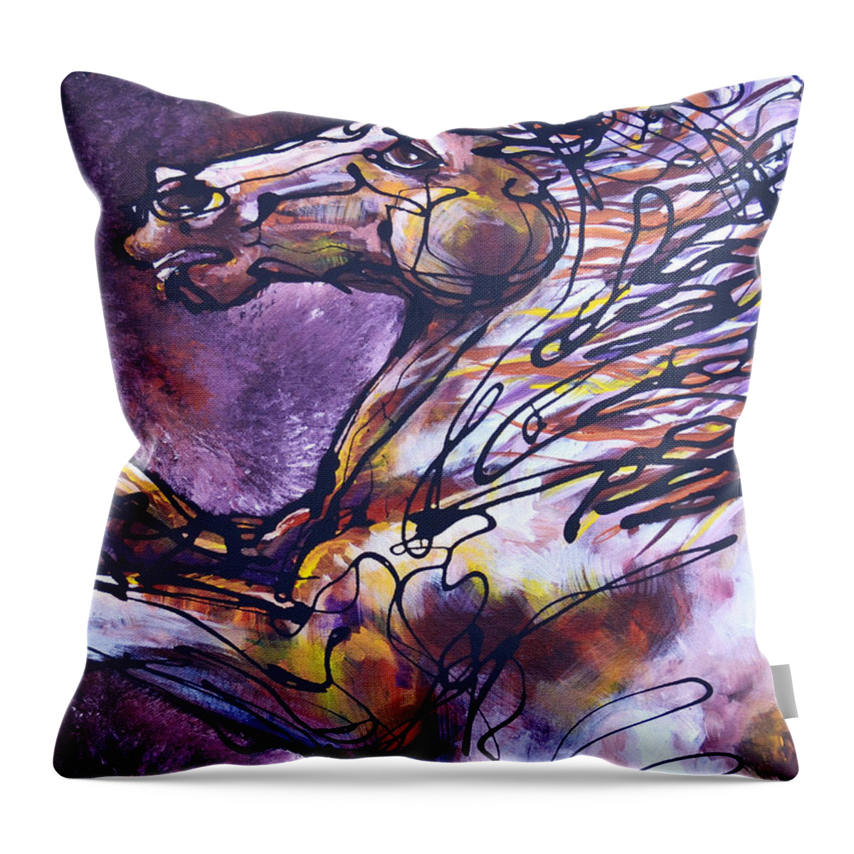 Horse Throw Pillow featuring the painting Tension by Jonelle T McCoy
