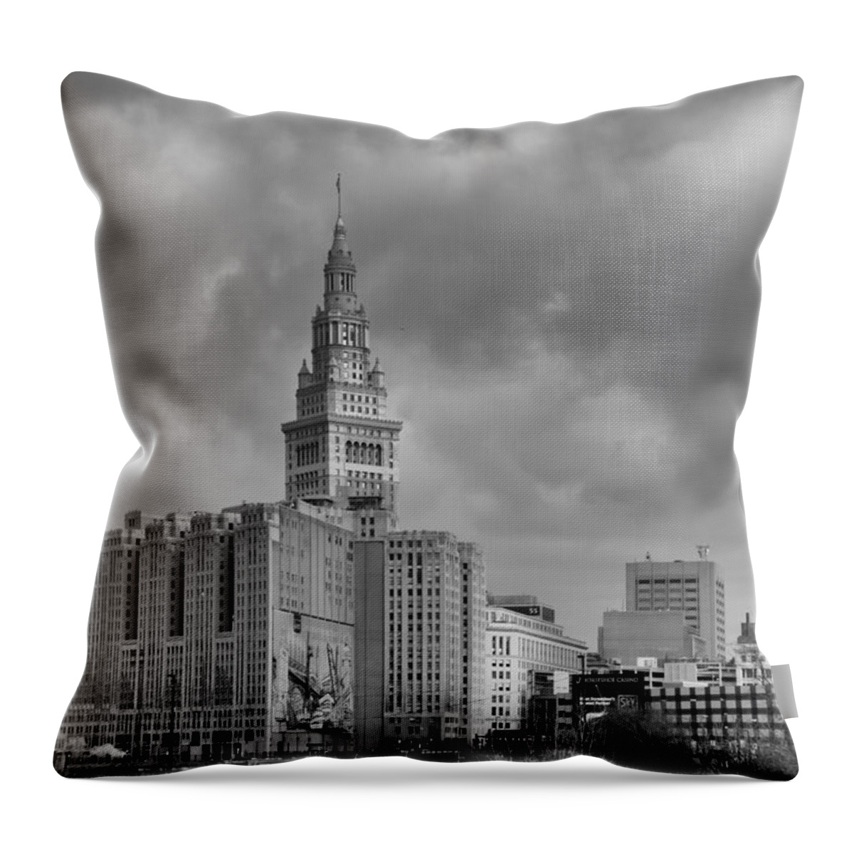 Buildings Throw Pillow featuring the photograph Terminal Tower by Guy Whiteley