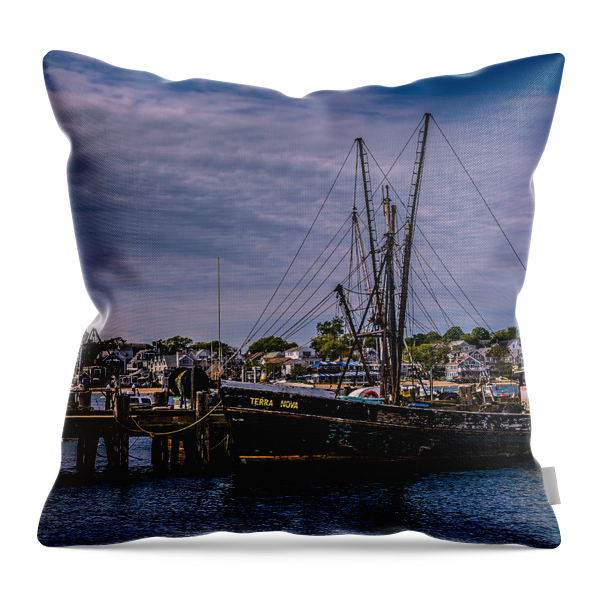 Cape Cod Throw Pillow featuring the photograph Terra Nova Fishing Trolley by Susan Candelario