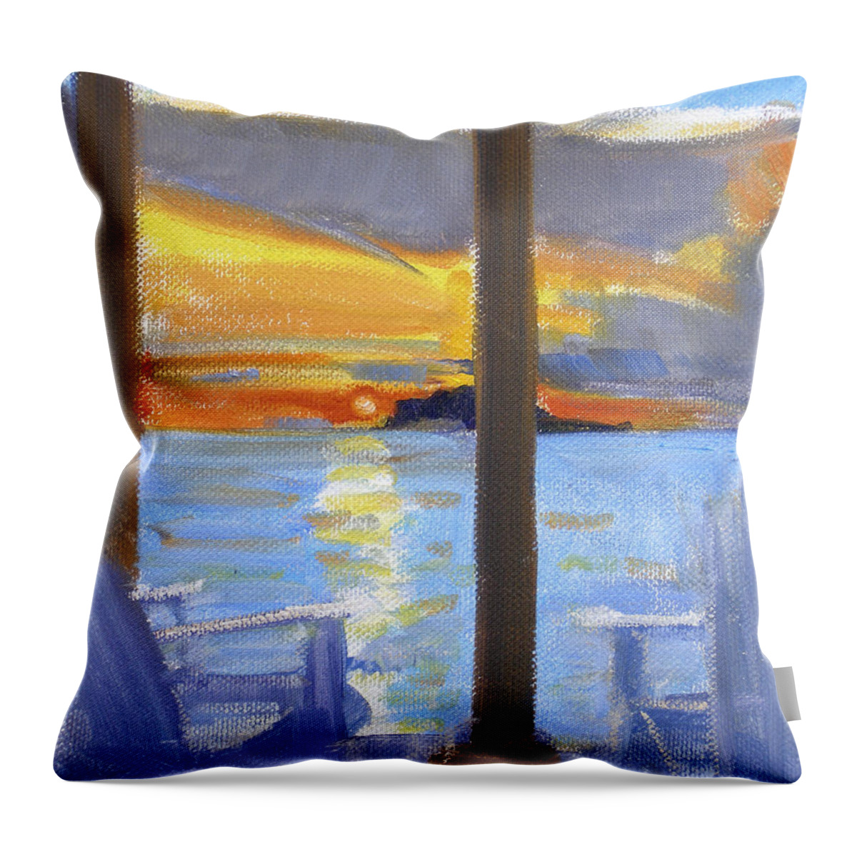 Terrace Sunset Throw Pillow featuring the painting Terrace Sunset by Candace Lovely