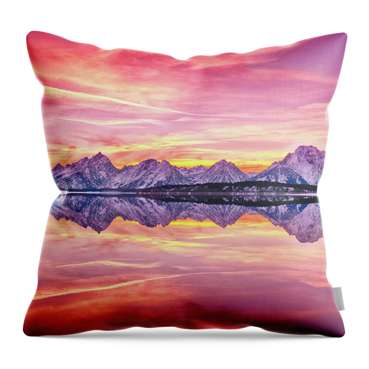 Tranquility Throw Pillow featuring the photograph Teton Reflection by Chen Su