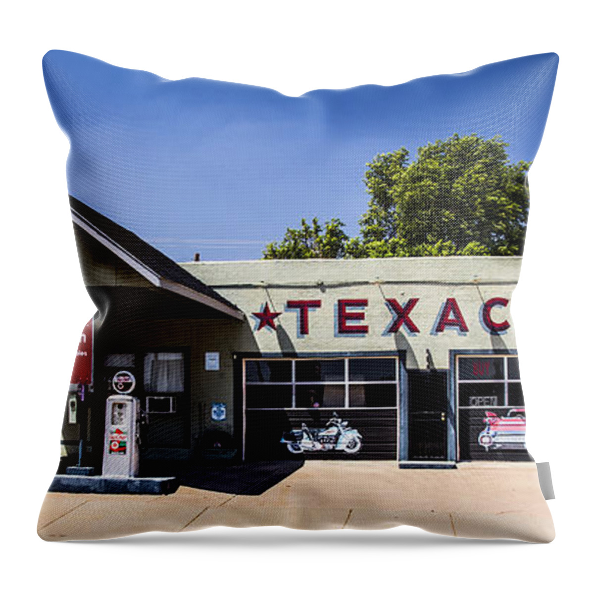 Route 66 Throw Pillow featuring the photograph Texaco NM by Angus HOOPER III