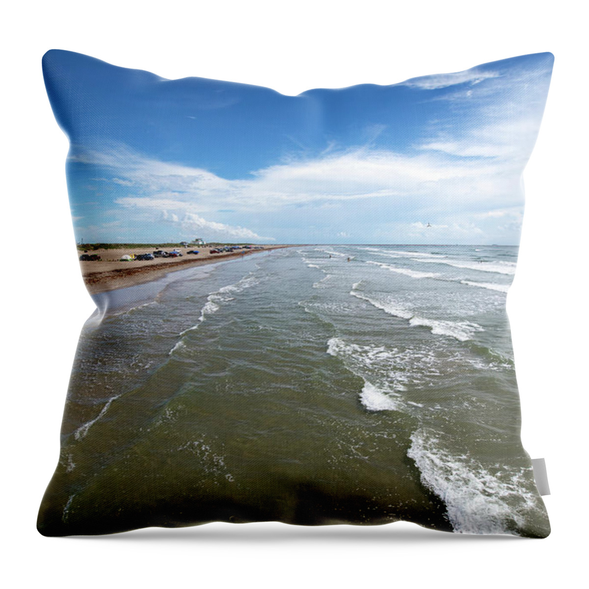 Water's Edge Throw Pillow featuring the photograph Texas Coast, Port Aransas, Texas by Olga Melhiser Photography