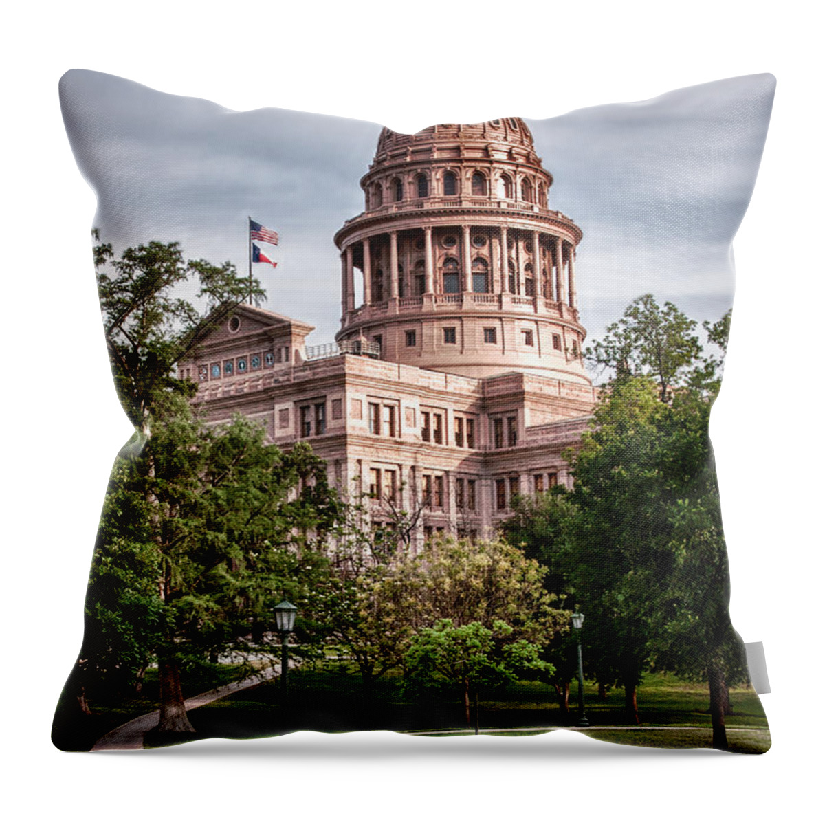 Texas Capitol Building Throw Pillow featuring the photograph Texas Pride by James Woody