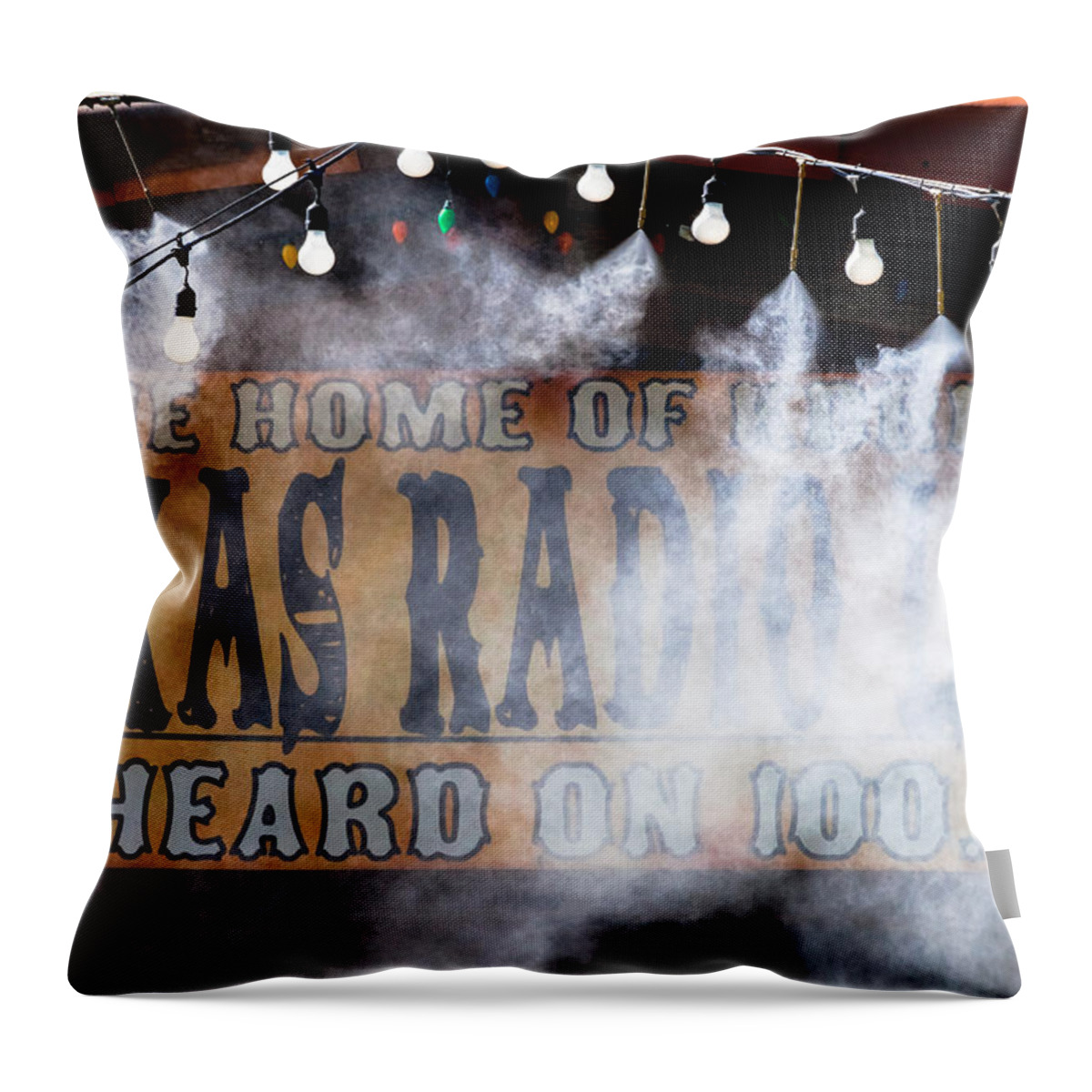Americana Throw Pillow featuring the photograph Texas Radio in the Mist by Ed Gleichman