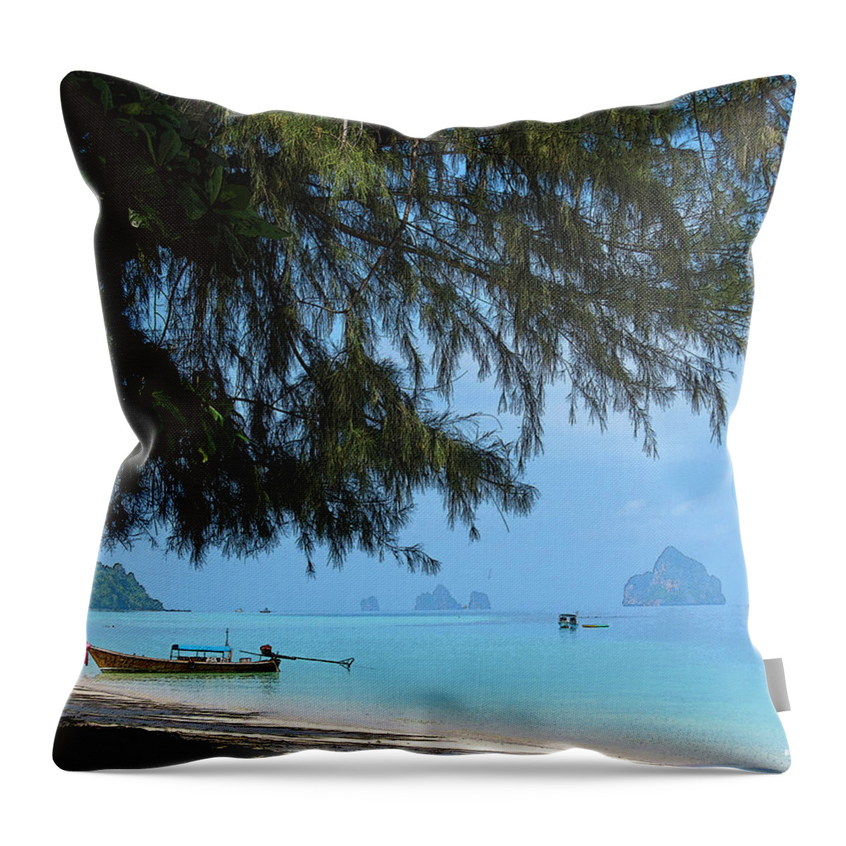  Throw Pillow featuring the digital art Thai Beach 02 by Brian Gilna