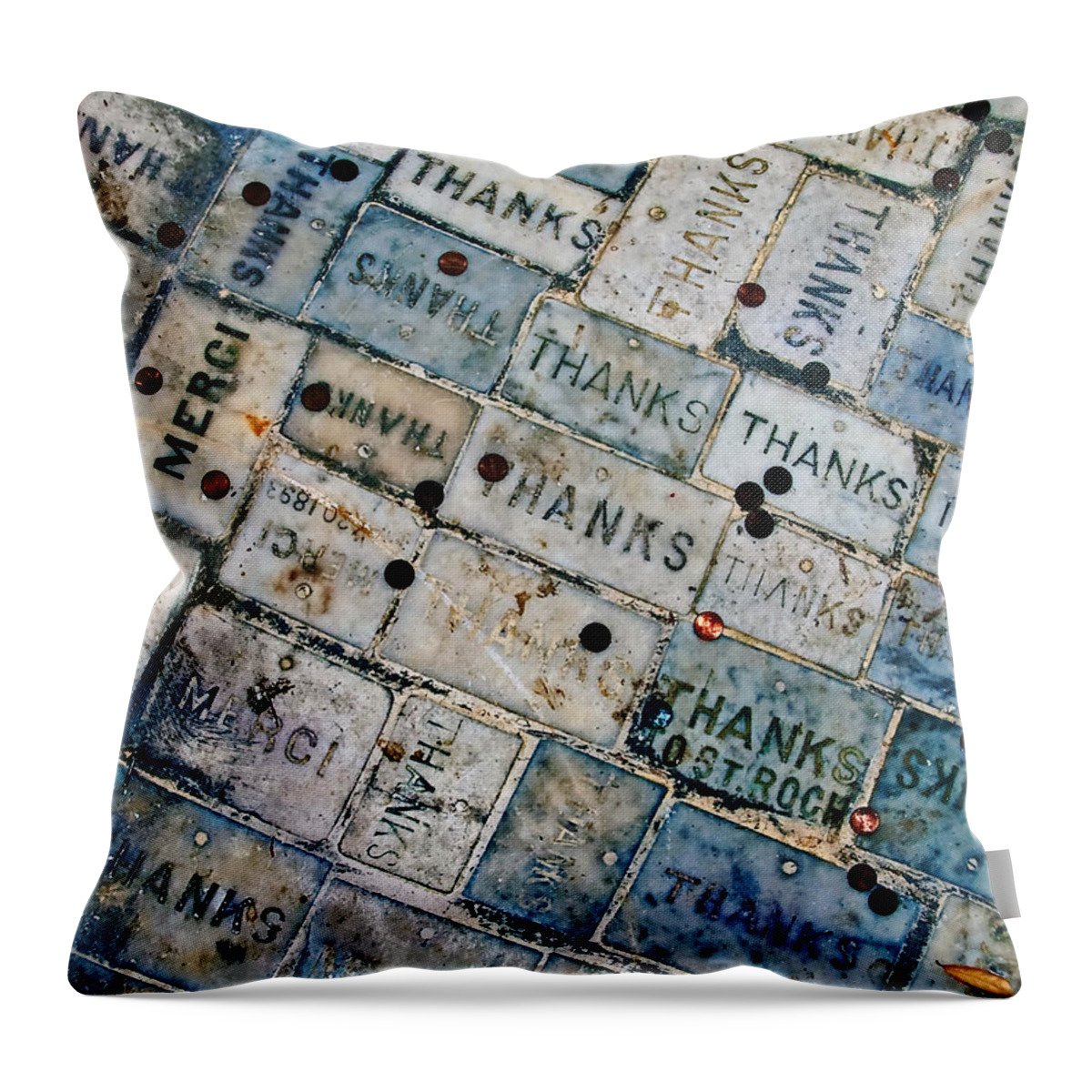 Bricks Throw Pillow featuring the photograph Thanks 3 - color by Kathleen K Parker