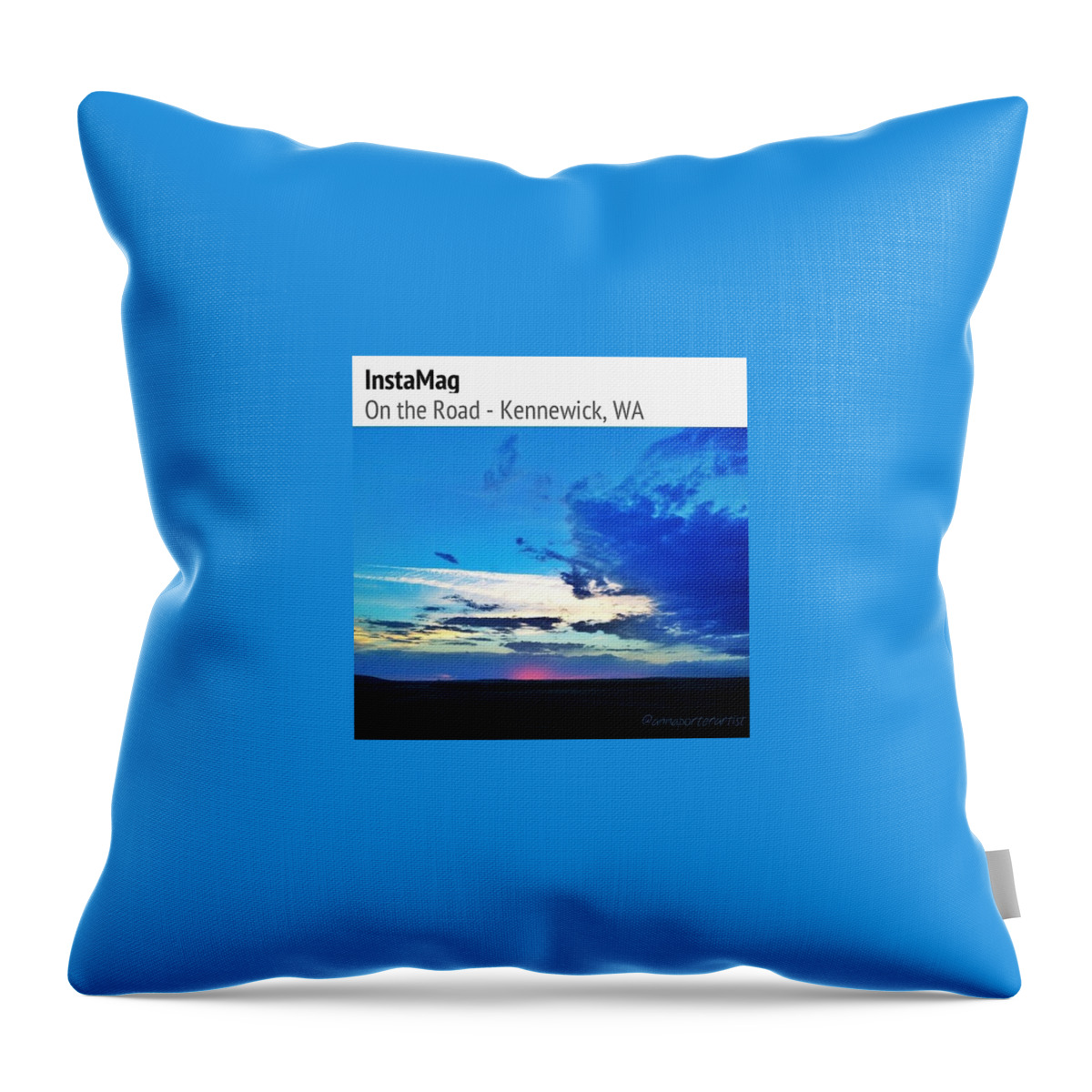 Gfd03_ontheroad Throw Pillow featuring the photograph That Rosy Glow - Sunset Near Kennewick by Anna Porter