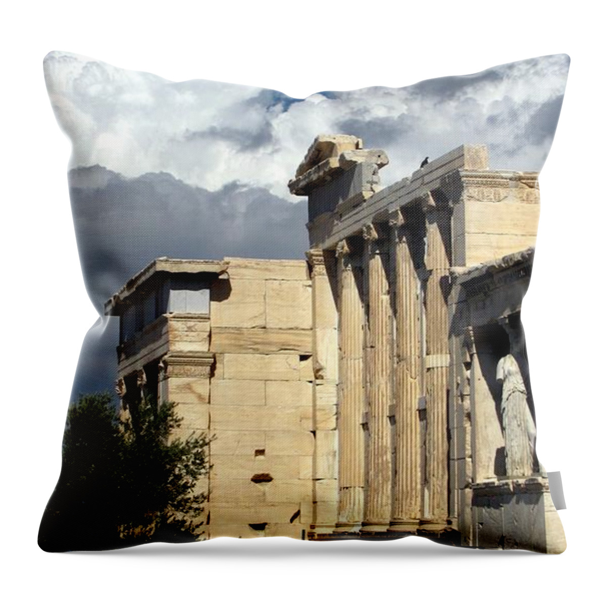 Acropolis Throw Pillow featuring the photograph The Acropolis by Jennifer Wheatley Wolf