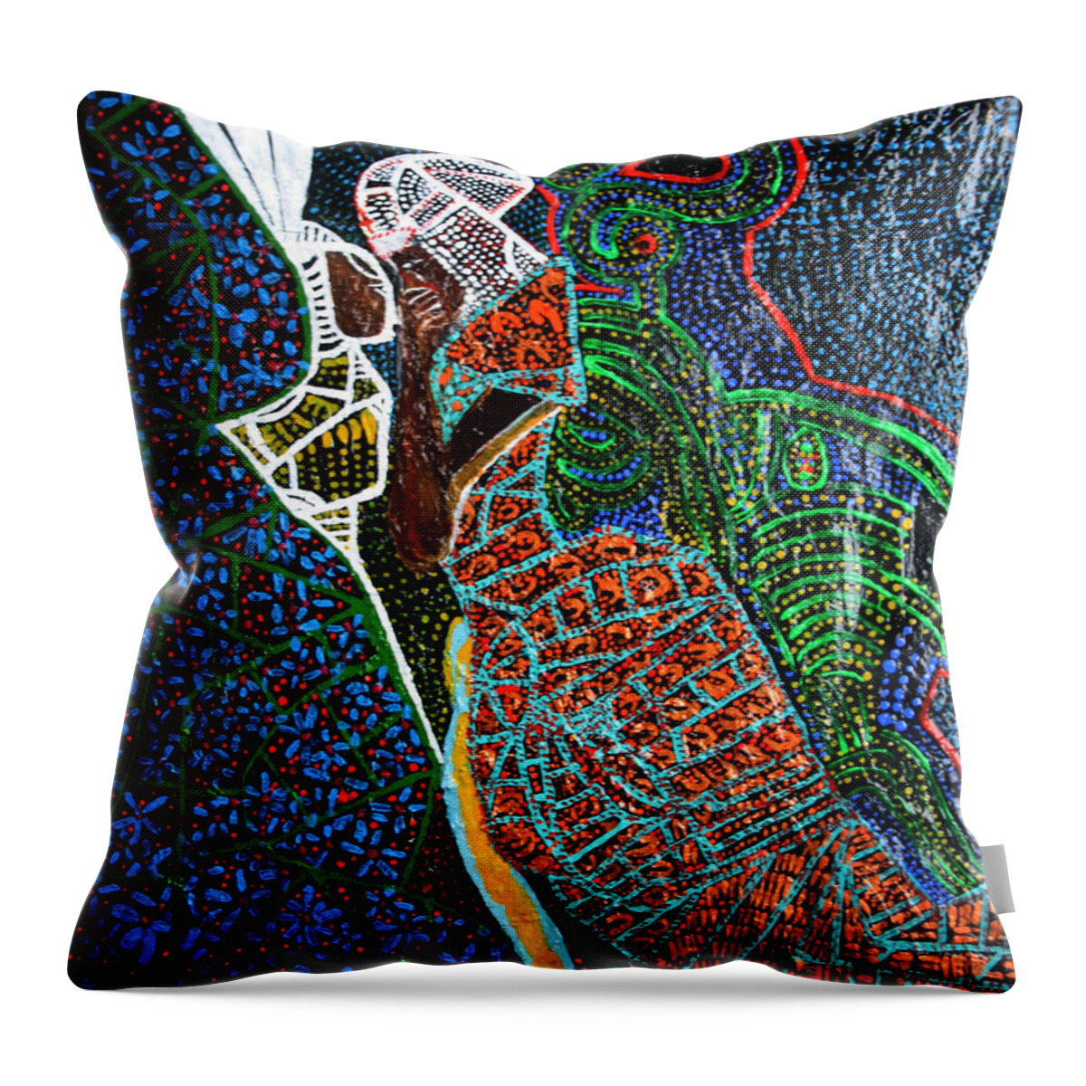 Jesus Throw Pillow featuring the painting The Annunciation by Gloria Ssali