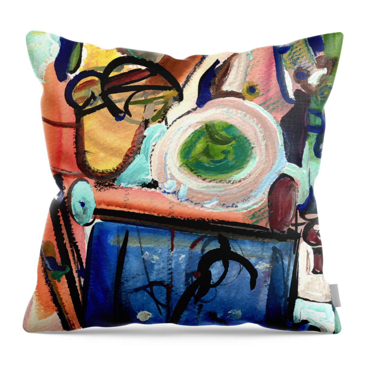Abstract Art Throw Pillow featuring the painting The Aquarium by Stephen Lucas