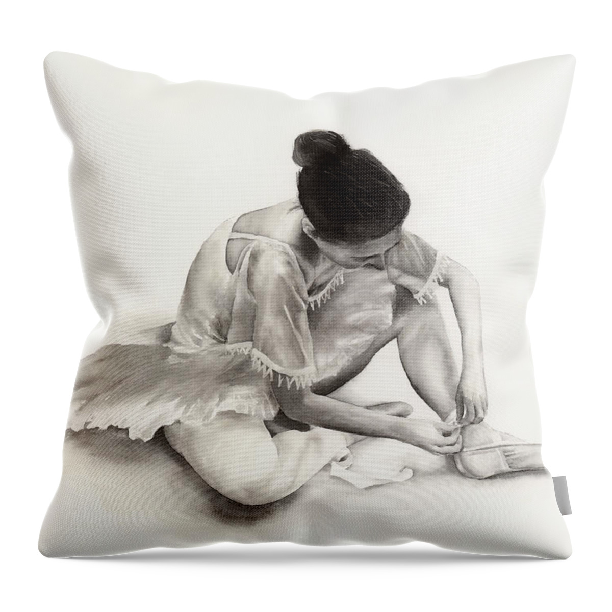 Dancer Throw Pillow featuring the painting The Ballet Dancer by Hailey E Herrera